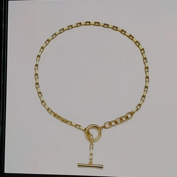 NEW TOGGLE GOLD CHOKER CHAIN COLLAR CLAVICLE NECKLACE - Picture 2 of 4